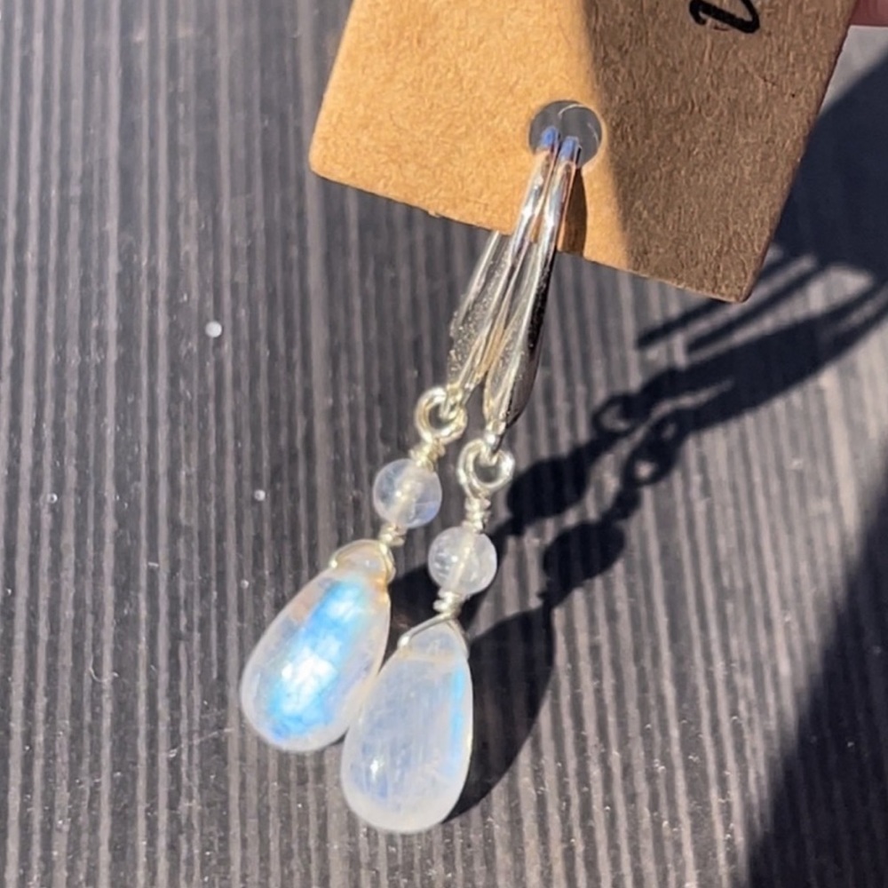 Hand Made Rainbow Moonstone Earrings